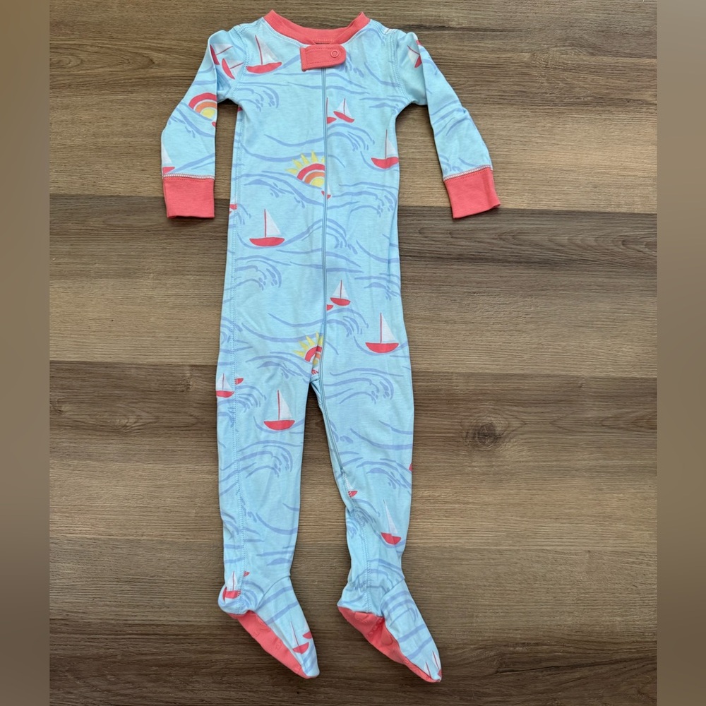 Beaufort Bonnet Co. Footed Pajamas Sailboat Print Cotton 12/18m